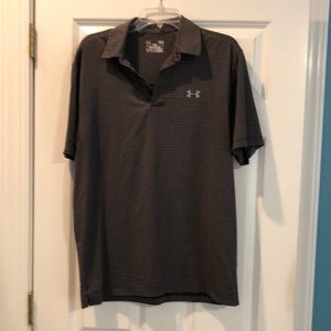 Under Armour black striped polo. Large